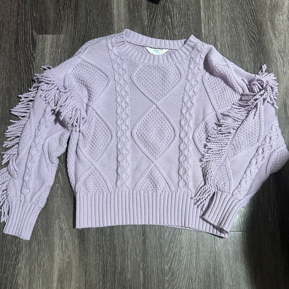 Time and Tru Purple Cable Knit Crew Neck Sweater